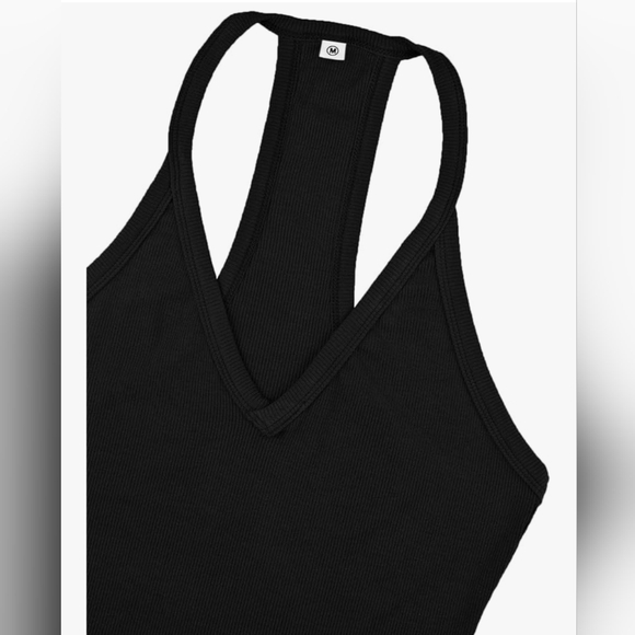 BNWT Black Ribbed V-Neck Racerback Tank - Picture 3 of 4